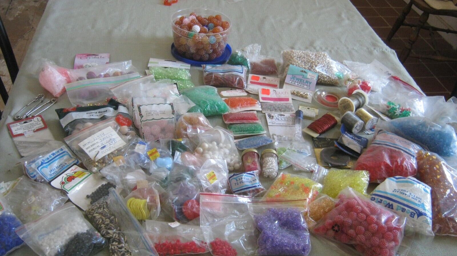 Vintage  Huge Jewelry Making Lot, Over 7 Pounds of Beads, Wire, Etc
