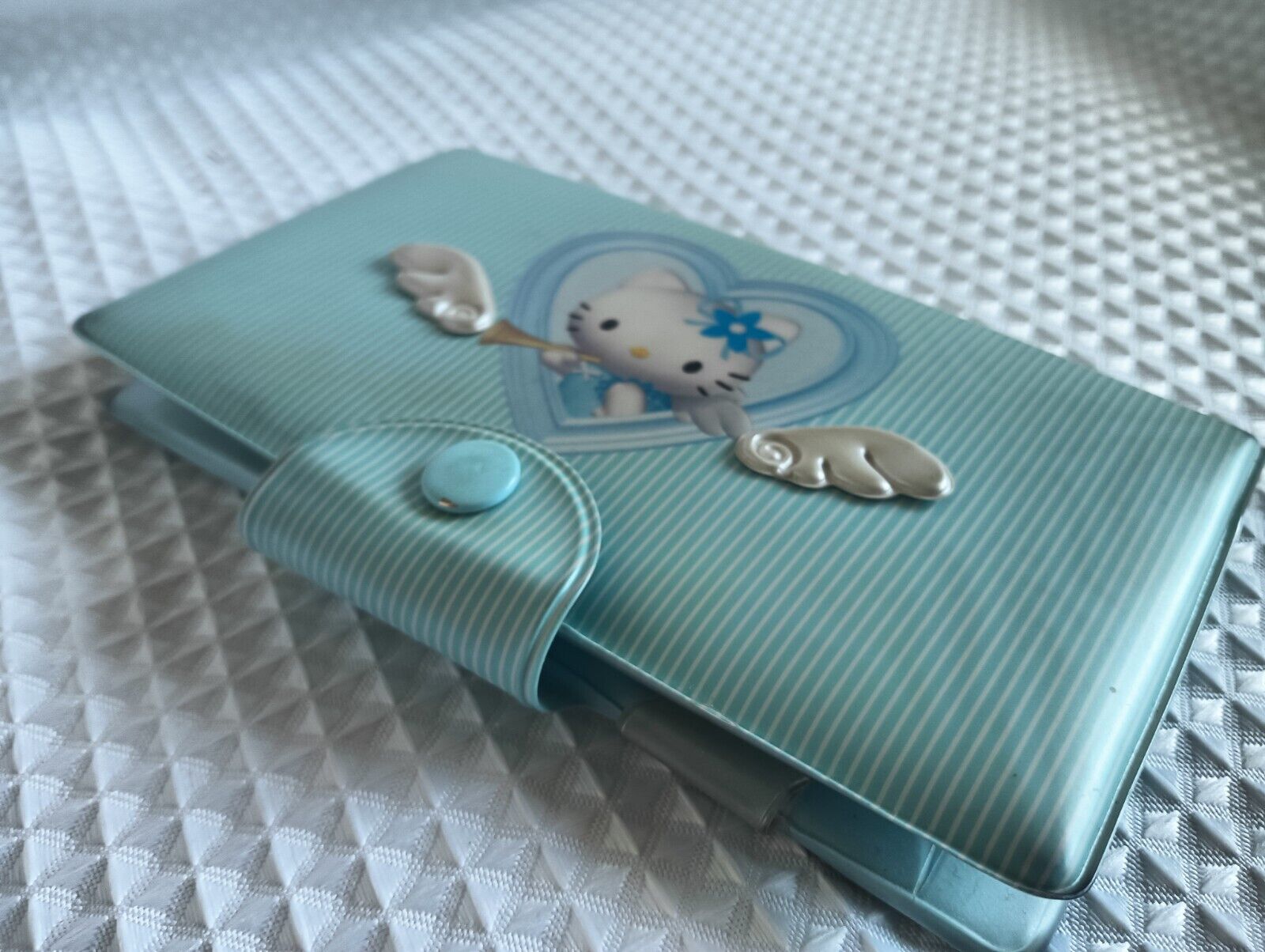 Vintage 2001 Sanrio Hello Kitty Blue Angel Wallet Good Condition *Rare