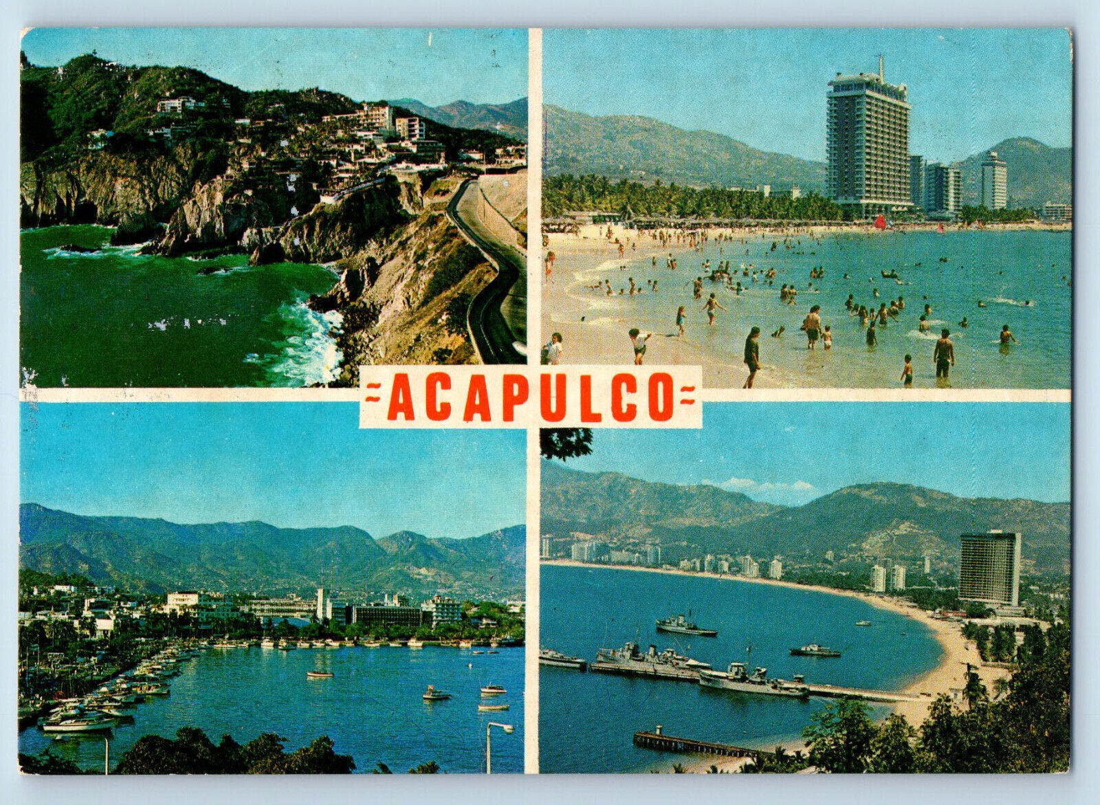 Guerrero Mexico Postcard Beach River Multiview of Acapulco c1960's Unposted