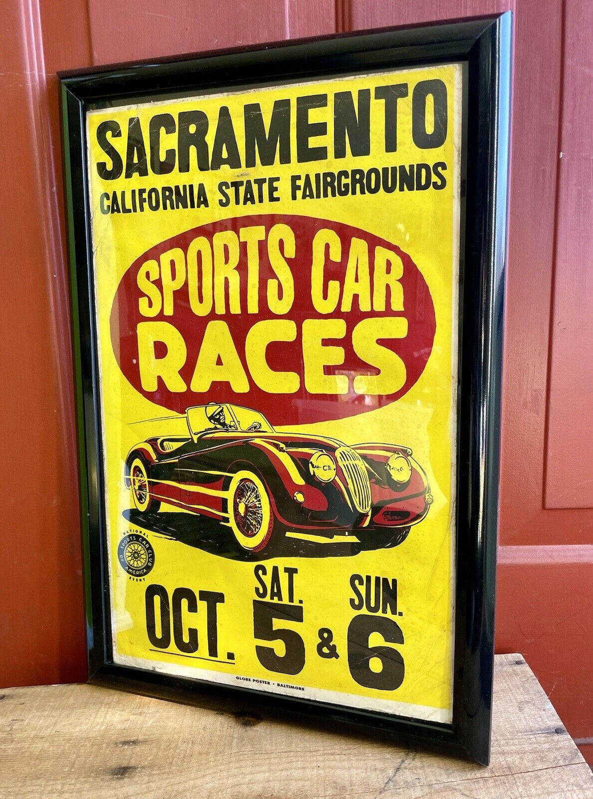 Framed 50s/60s Sacramento Cali State Fairgrounds Sports Car Races Poster Bugatti