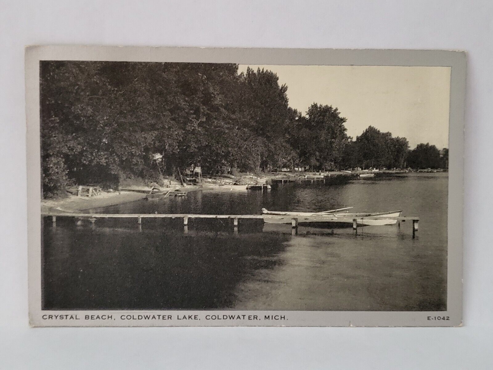 Postcard Crystal Beach Coldwater Lake Michigan Silver Border c1938