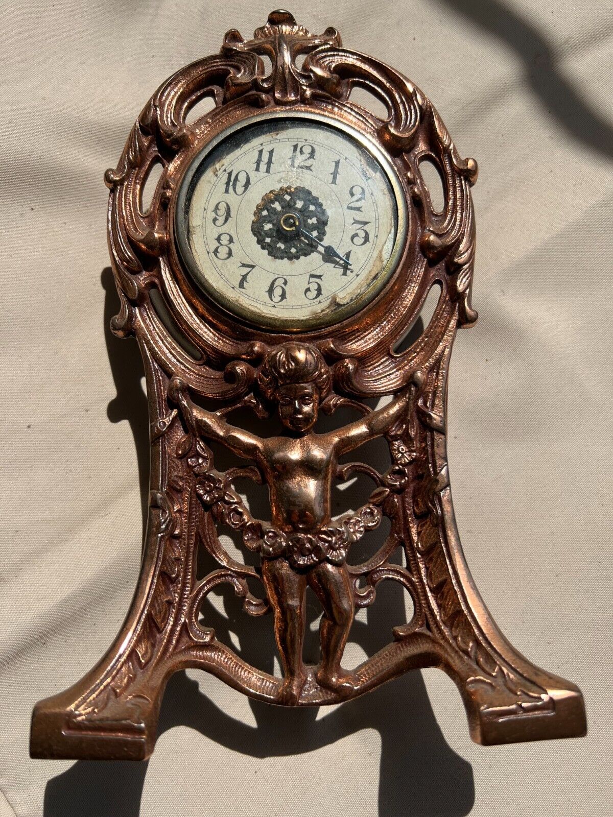 Antique Copper, Cast Iron and Tin Very Decorative clock 1902