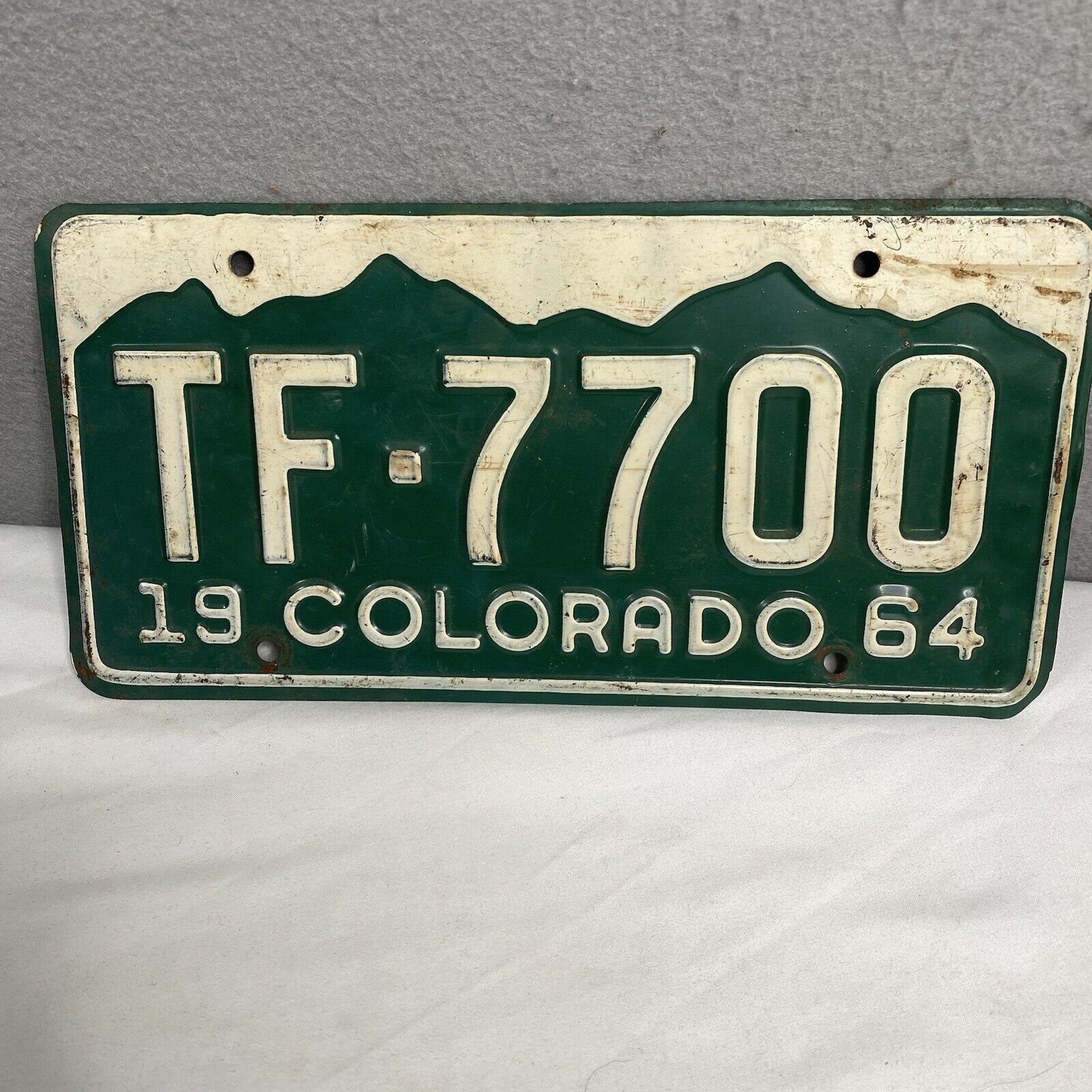 1964 Colorado License Plate Mountains #TF-7700