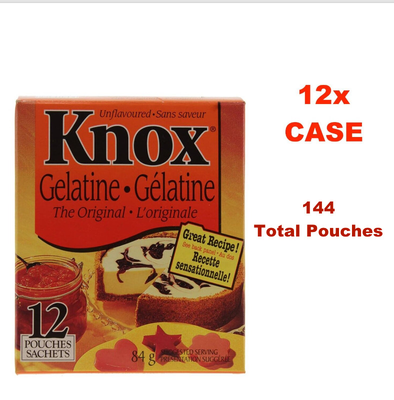 Knox The Original Unflavoured Gelatin  12 boxes of 12 pouches= 144 84g Pouches