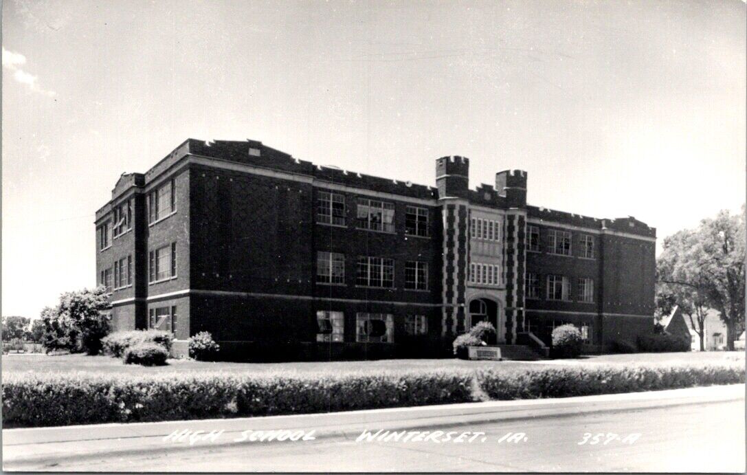 Real Photo Postcard High School in Winterset, Iowa