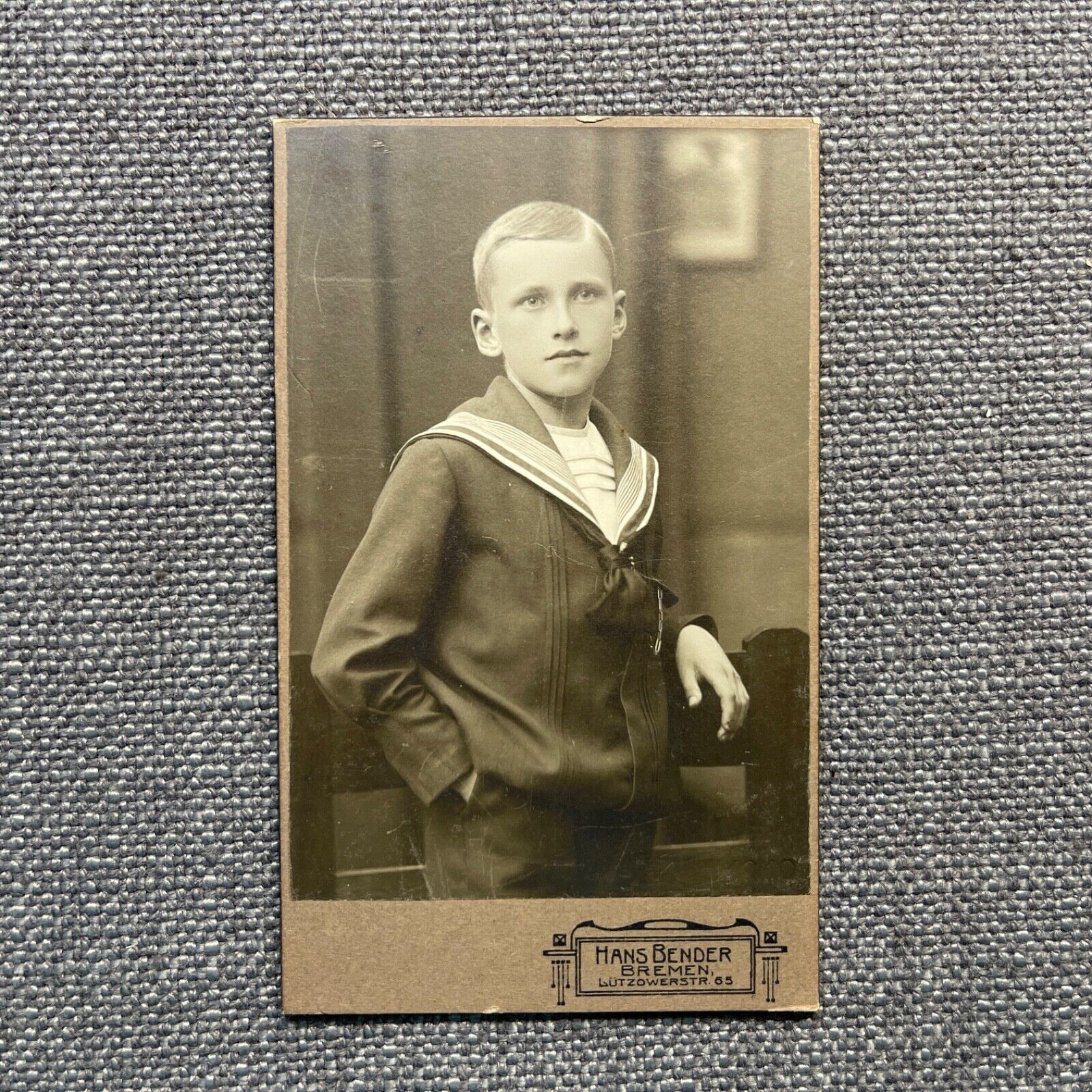 CDV Photo Antique Portrait Boy in Sailor Suit with Hand in Pocket Germany
