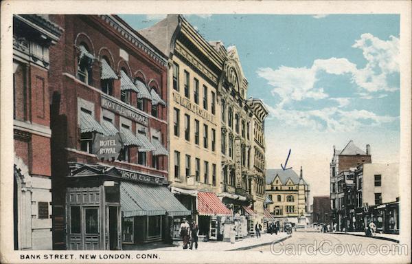 1927 New London,CT Bank Street Connecticut Union News Co. Antique Postcard