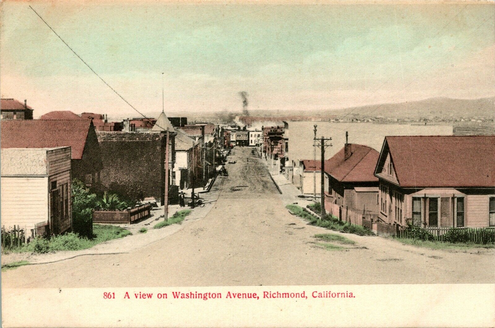 Vtg 1900s Postcard -Dirt Street View - Washington Avenue Richmond California