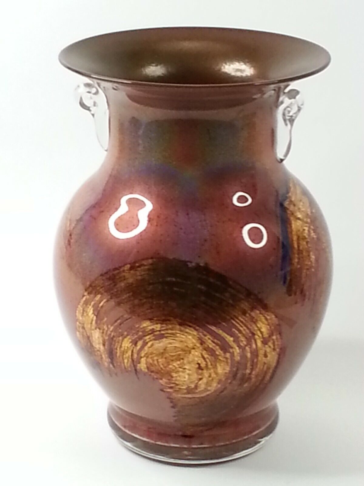 Large Evans Design Group Hand Blown Art Glass Vase Handled