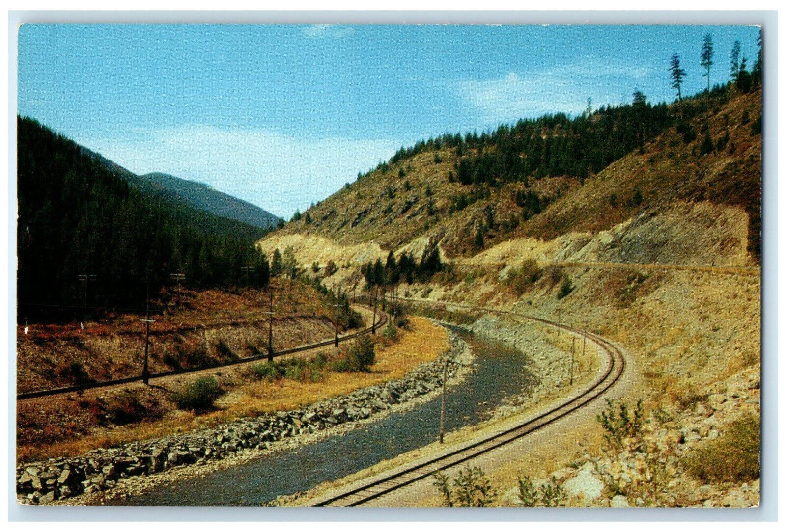 c1950's Highway 10 West of Missula Montana MT Unposted Vintage Postcard