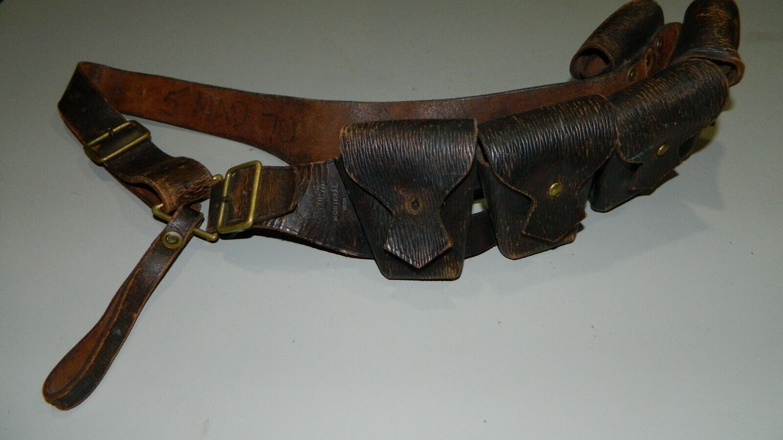 WW1 WW2 British Indian Five Pocket Leather Bandolier 