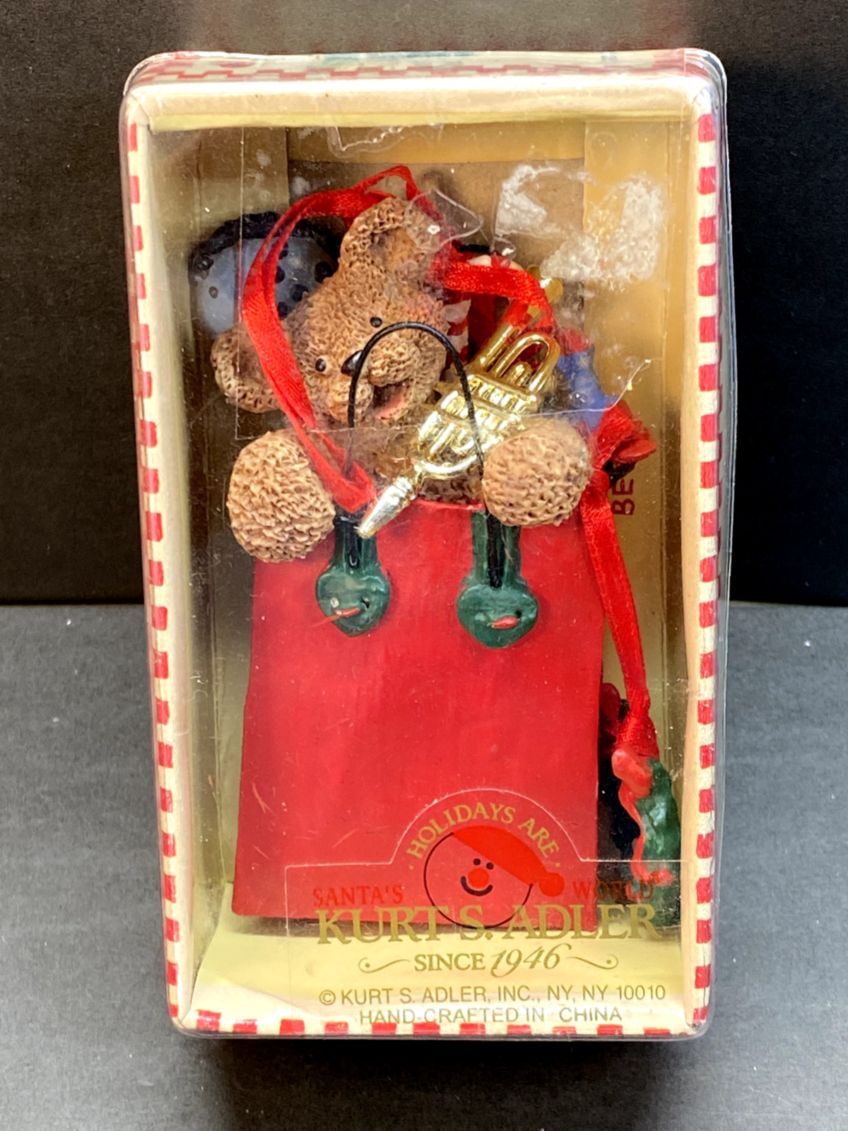 Kurt Adler Holly Bearies - Gift Bag Bear Horse Candy Christmas Tree Ornament B20