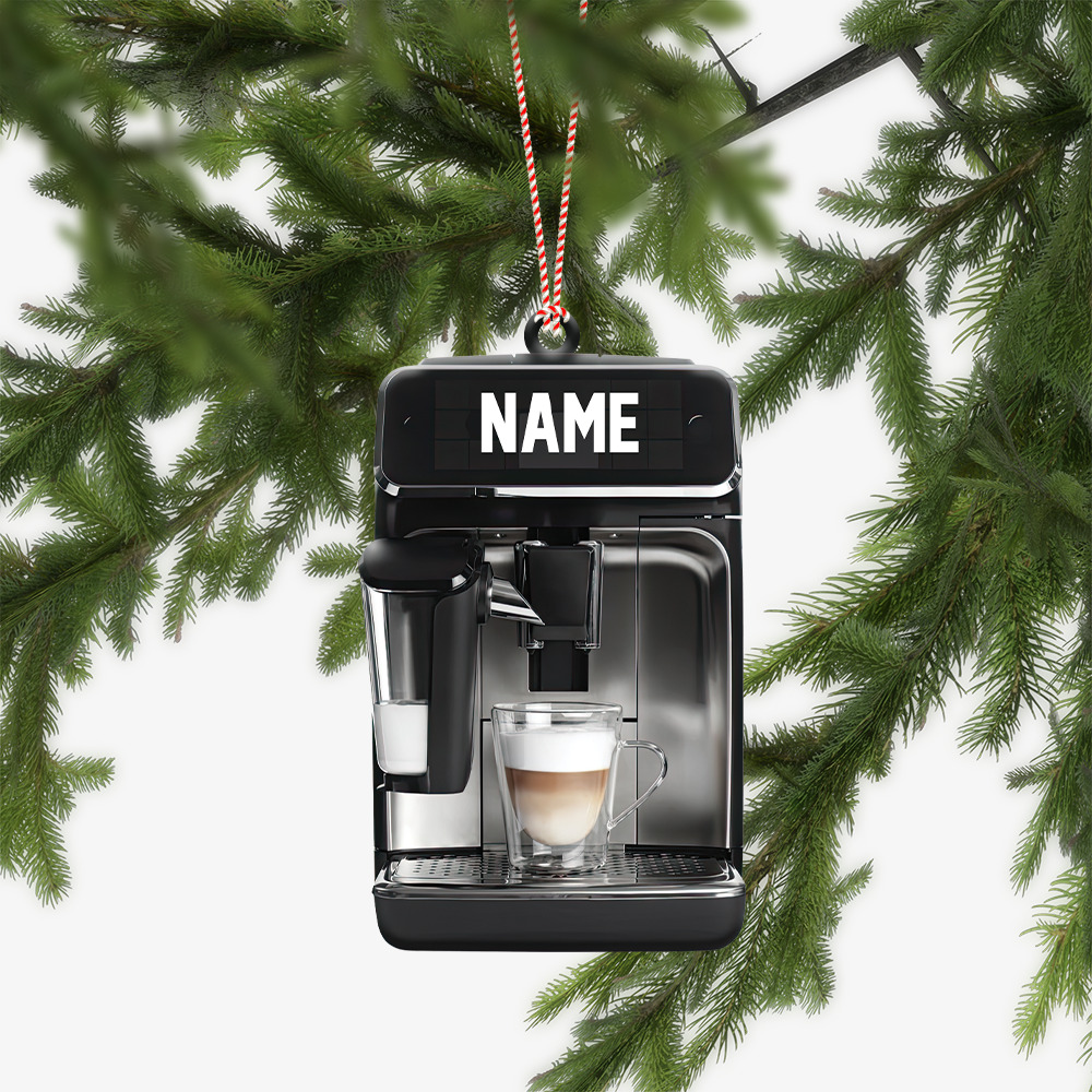 Personalized Coffee Machine Car Ornament, Coffee Barista Christmas Ornament