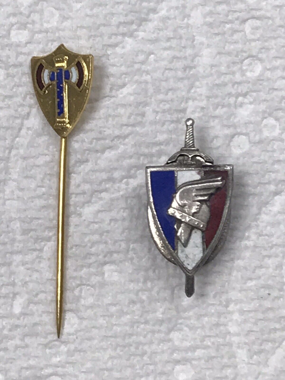 WWII WW2 FRENCH VICHY FRANCE LAPEL PINS BADGES - 2 PC SET