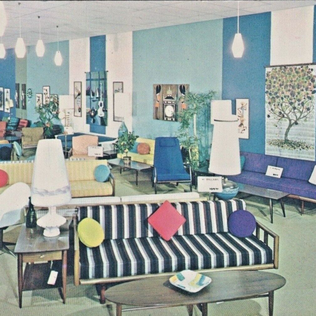 1960s Viking Foam Center Danish Furniture Arborland Shopping Ann Arbor Postcard