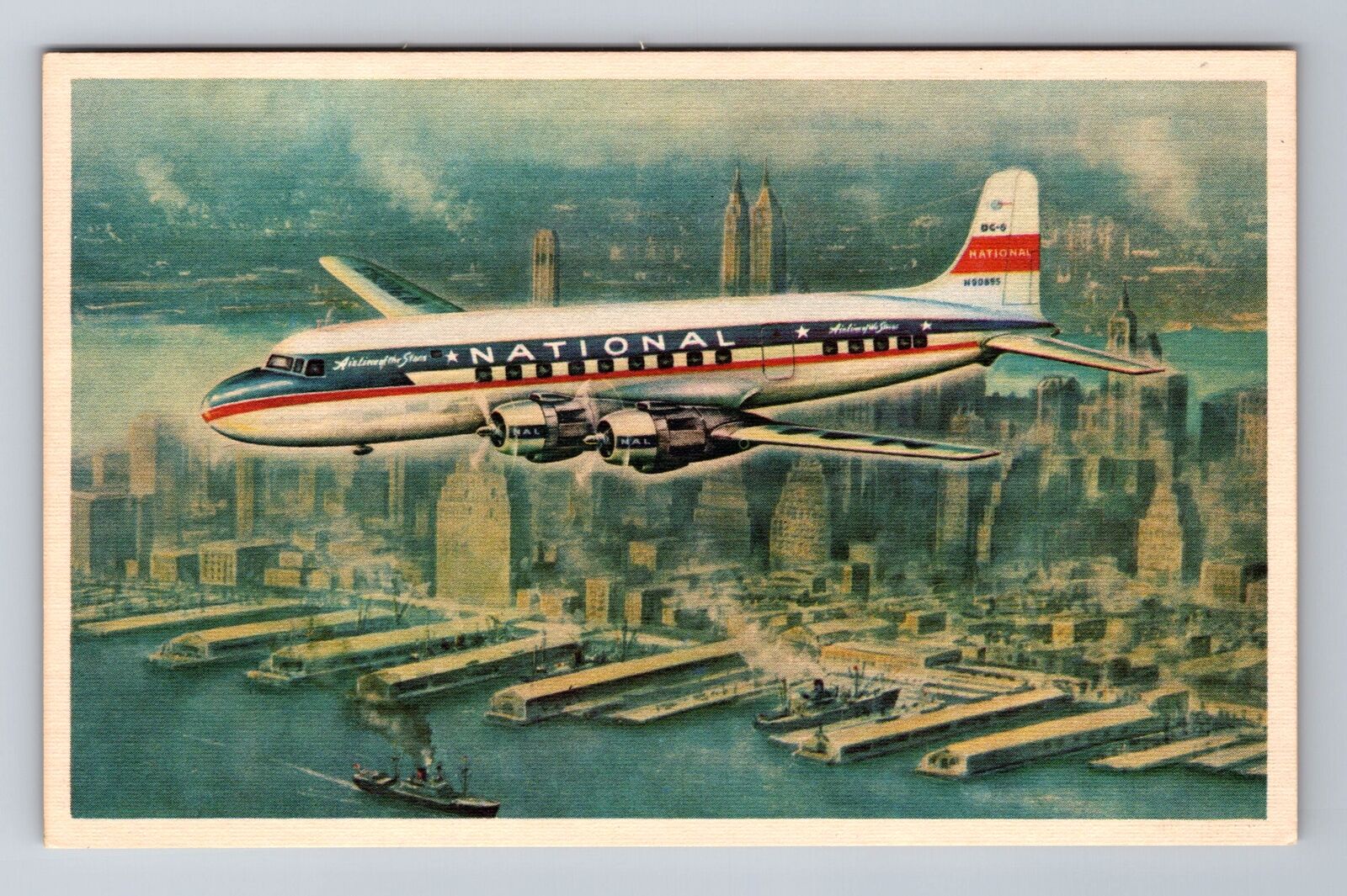 National Air Red Carpet Service, Plane, Transportation Souvenir Vintage Postcard
