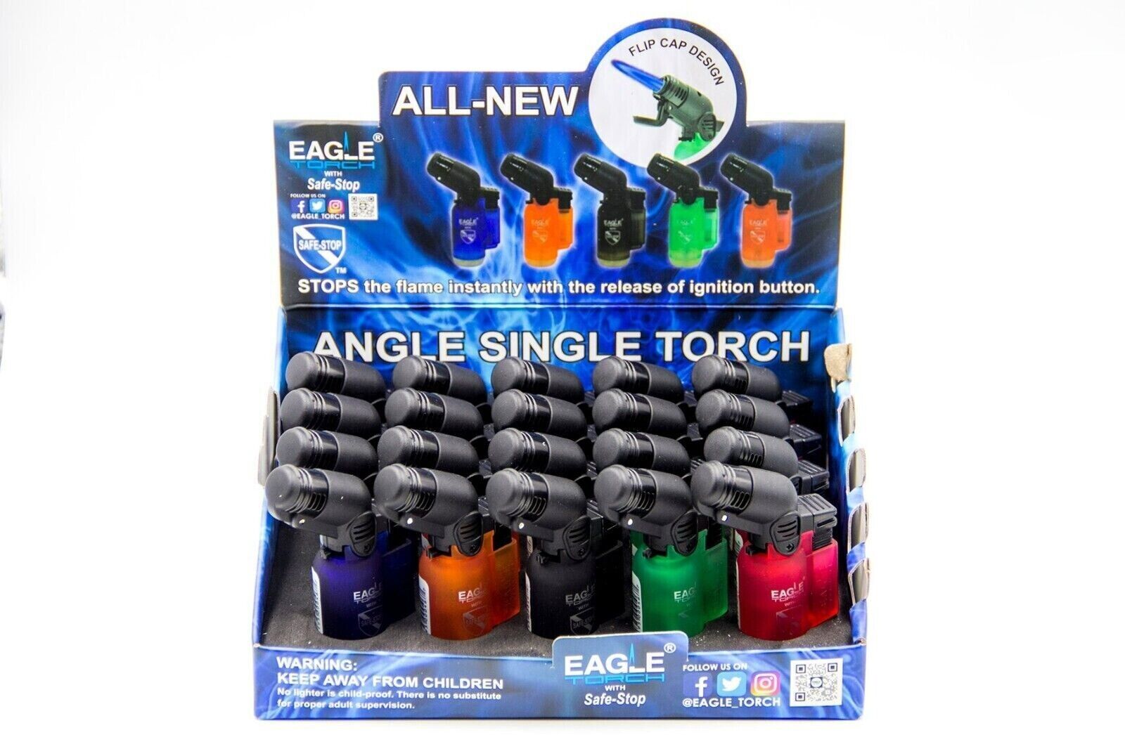 Eagle Jet 45 Degree Angle Flame Torch Lighter Refillable Windproof (PACK OF 20)
