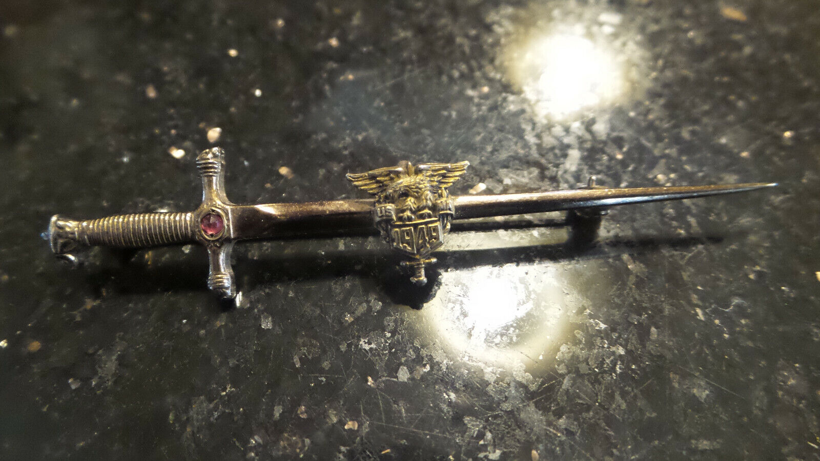 Rare Authenic 1949 U.S. military Academy Sword Pin, Sterling