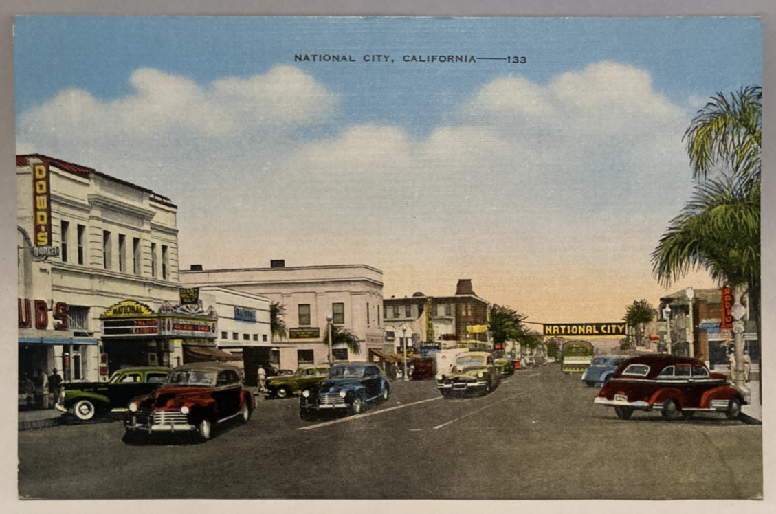 c1940's National City California Street View CA Antique Cars Vintage Postcard