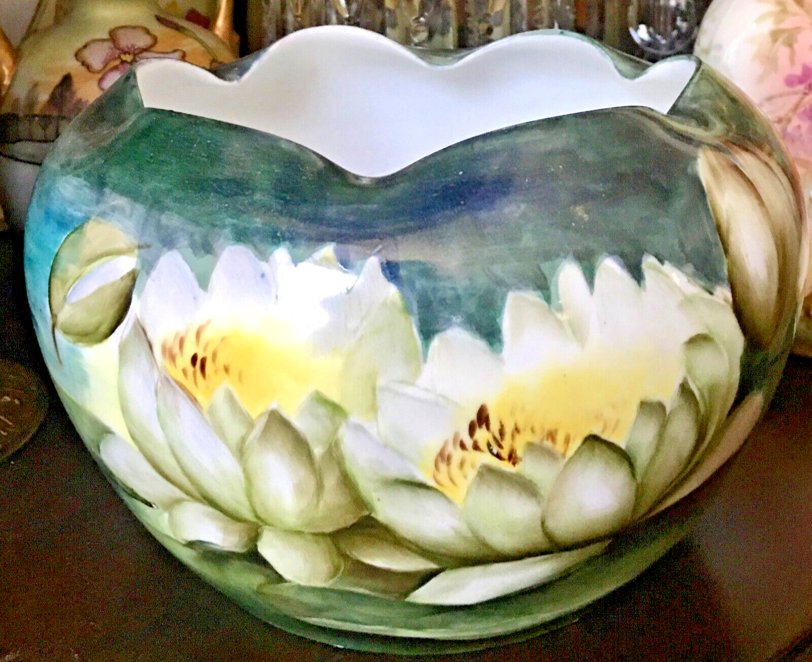 Outstanding Painted RC BAVARIA (ROSENTHAL) PORCELAIN WATER LILY BOWL/VASE