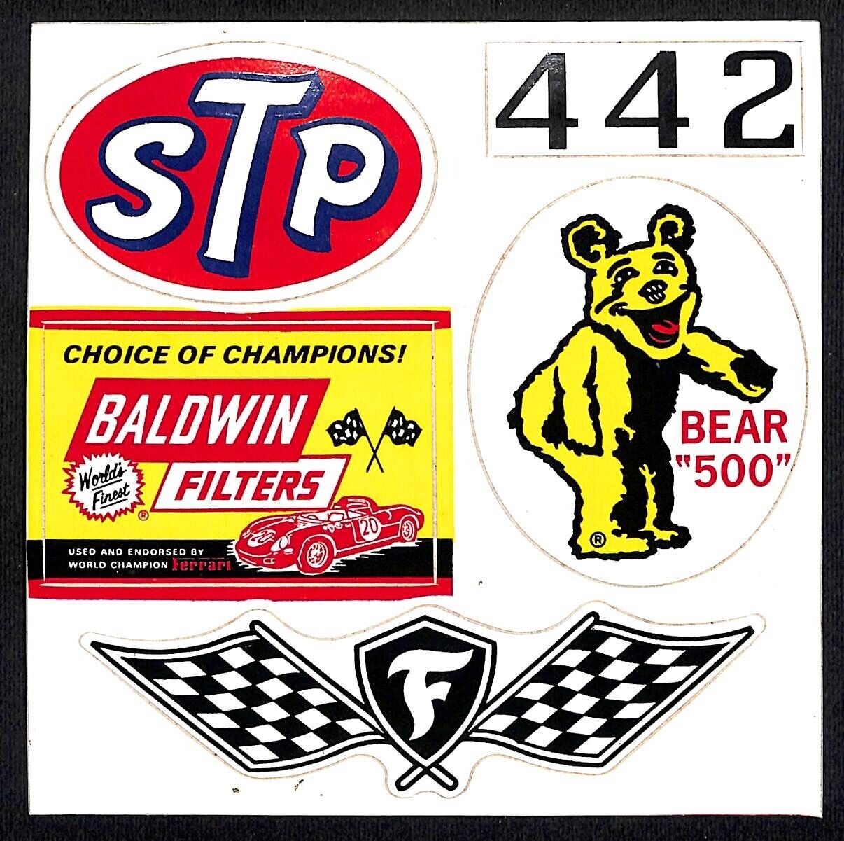 STP Baldwin Filters Firestone Bear Racing Decal / Auto Sticker Set c1968 Scarce