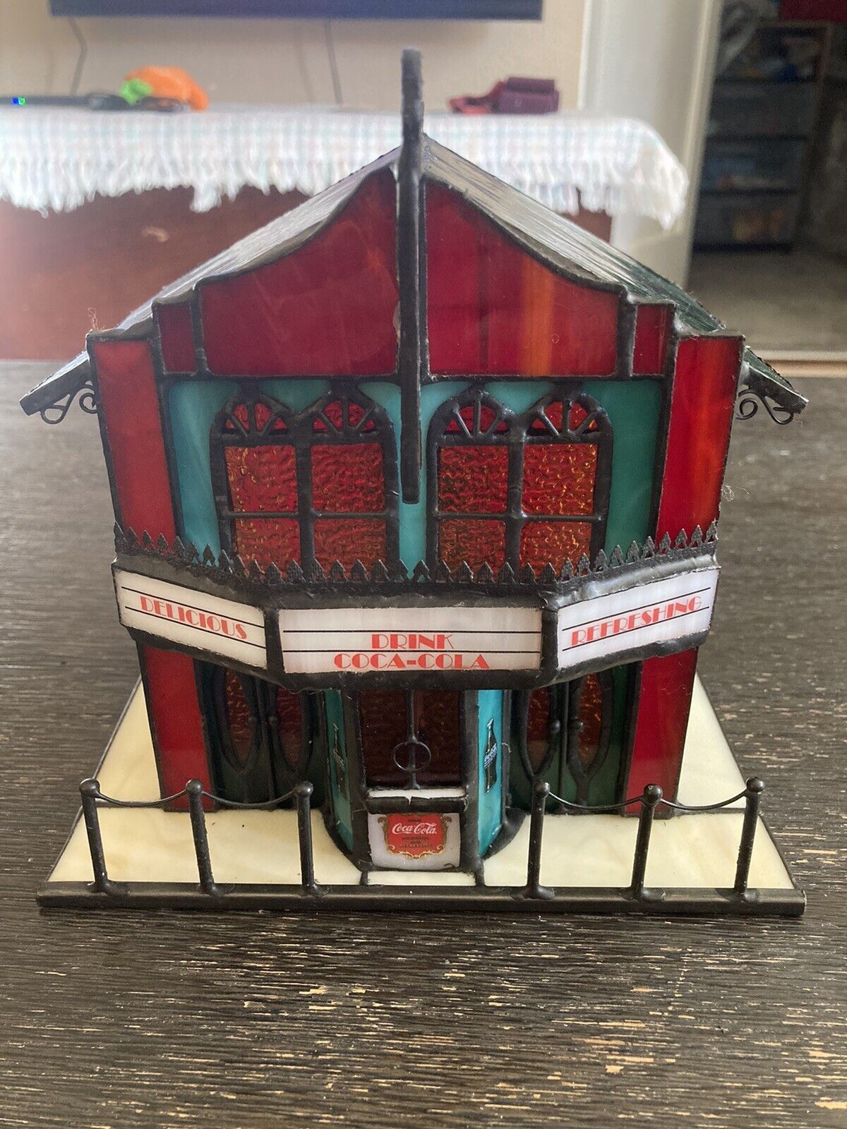 Coca Cola Vintage 1999 Stained Glass Movie House by the Franklin Mint