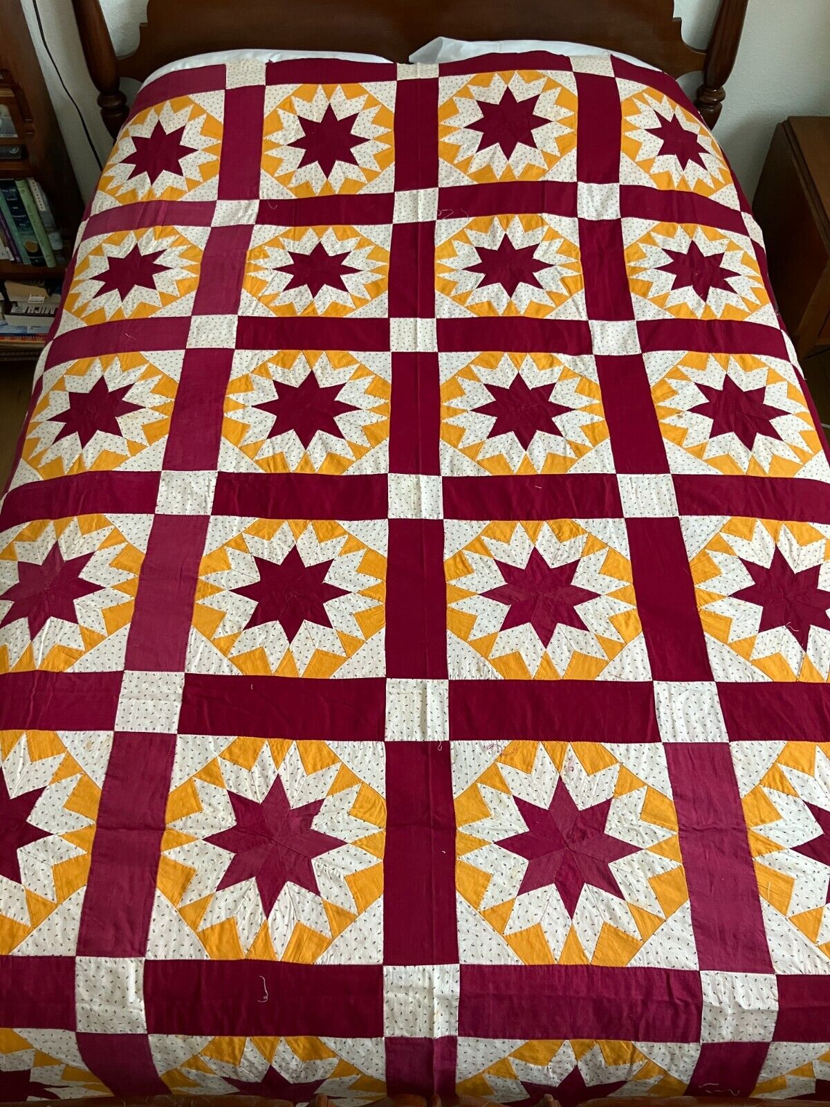 Antique Vintage Quilt Top Cheddar, Red, Shirting ~ Late 19th Century ~ 80\