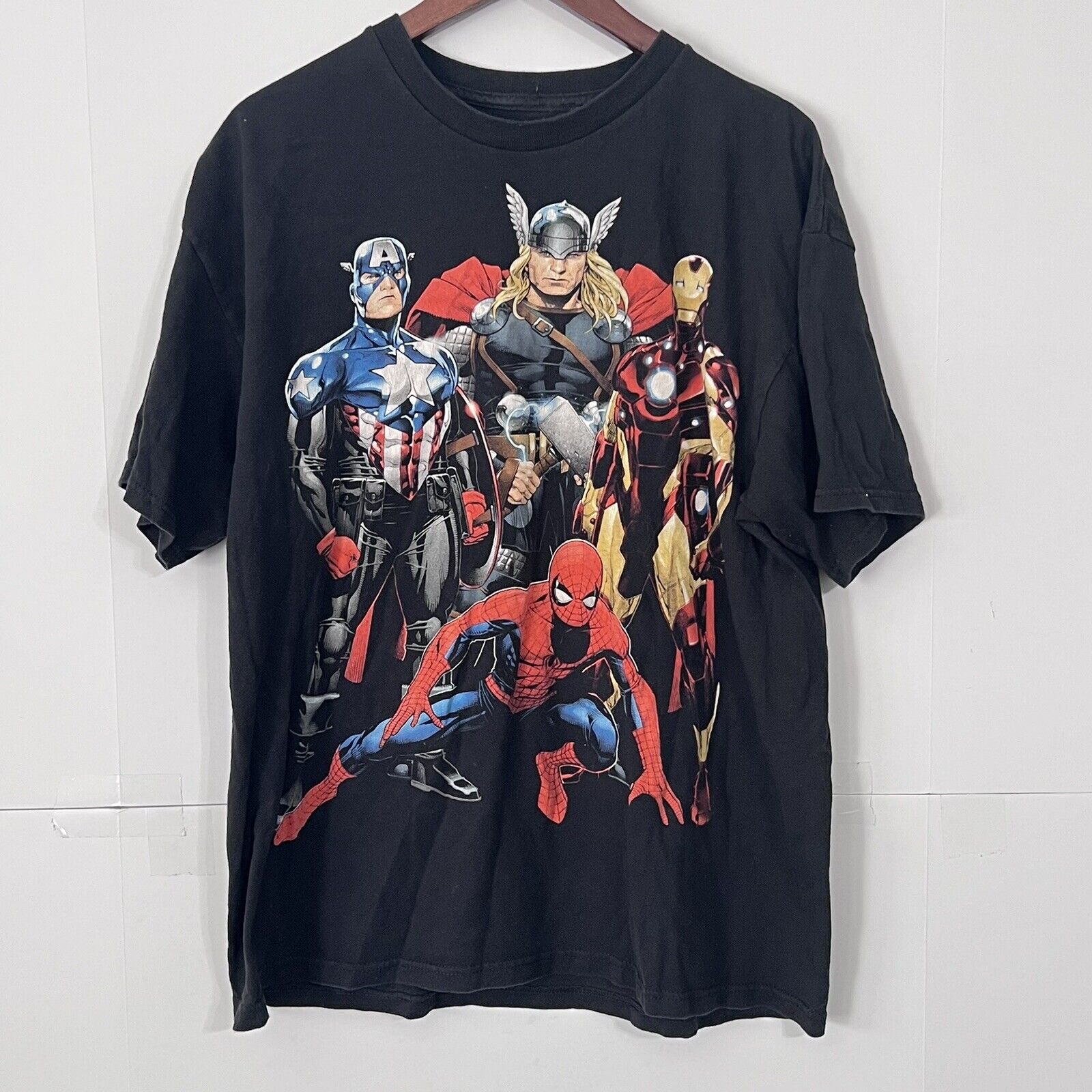 Vintage Marvel Mad Engine Men\'s T-Shirt Size L Avengers Comics Short Sleeve