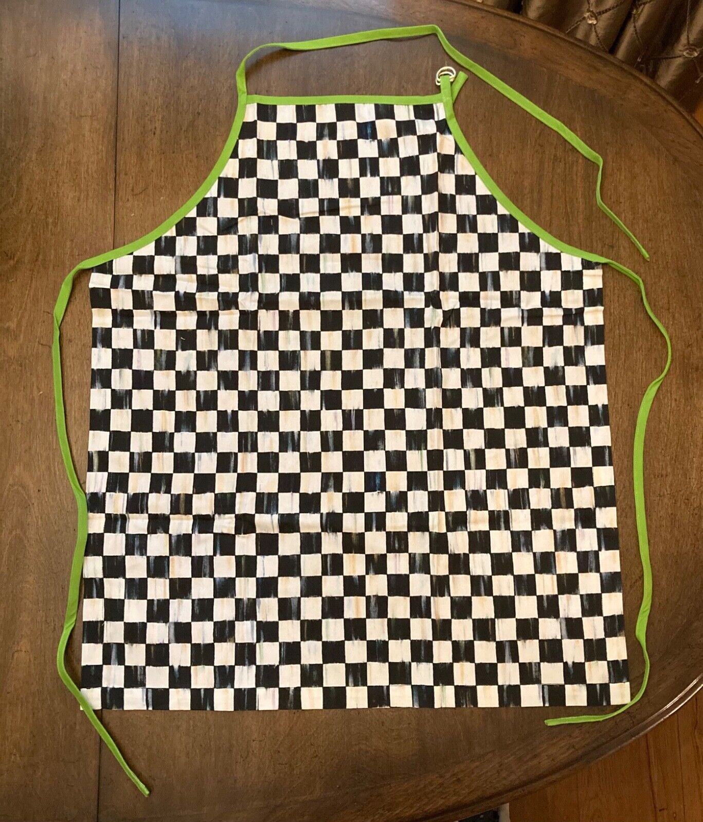 MacKenzie-Childs Truly MC Courtly Check Apron With Chartreuse Trim - Brand New