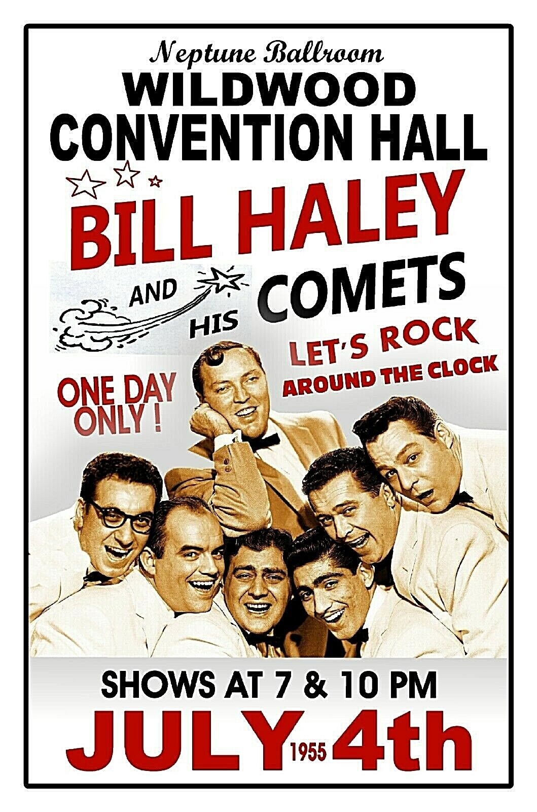 BILL HALEY & HIS COMETS 1955 Concert Poster Wildwood NJ Convention Hall GIG SIGN