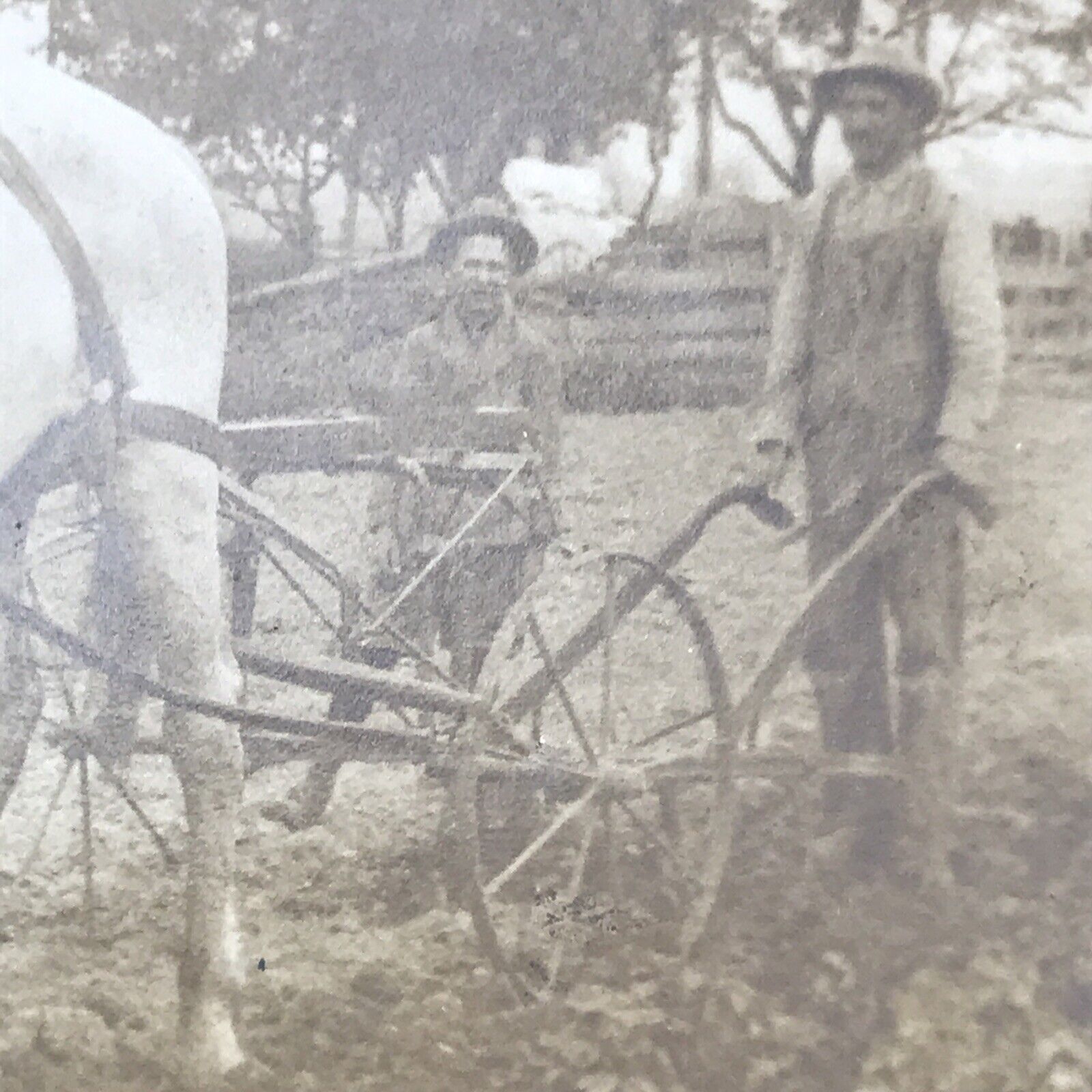 Antique 1904-1918 RPPC AZO Horse Drawn Cultivator Real Photo Postcard