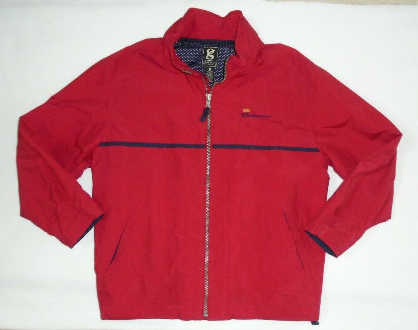 Vintage Budweiser Red Jacket All Weather Coat Gear For Sports Large