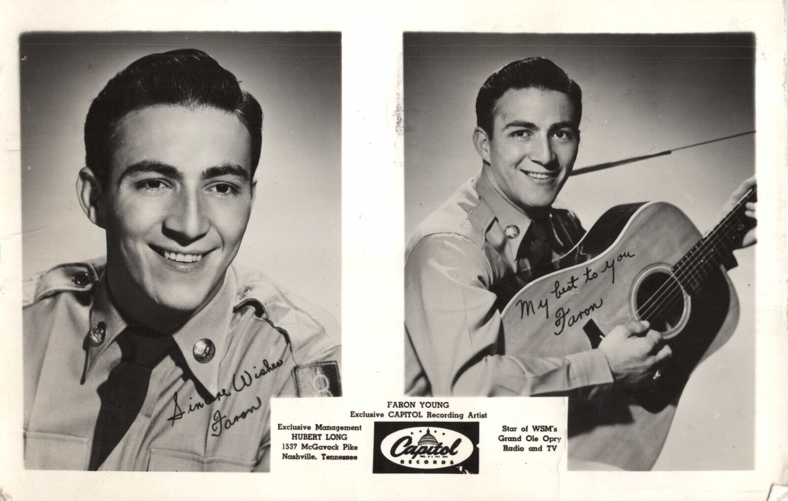 Musician Songwriter PFC. Faron Young Capitol Records Vintage 1953 Fan Postcard