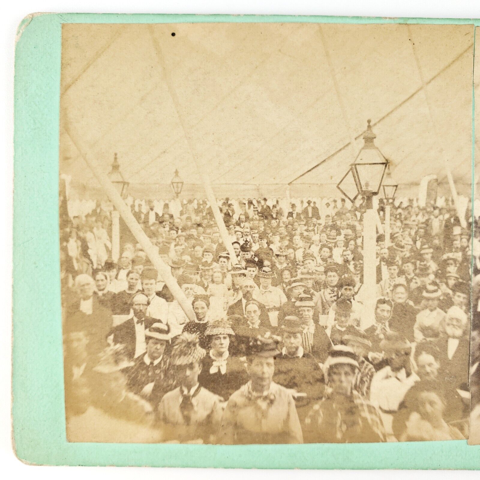 Martha's Vineyard Camp Meeting Stereoview c1874 Christian Tent Revival A2666