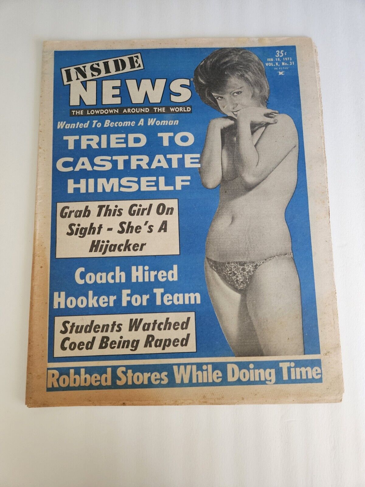 Inside News tabloid magazine FEB 1973 girlie crime articles advertising