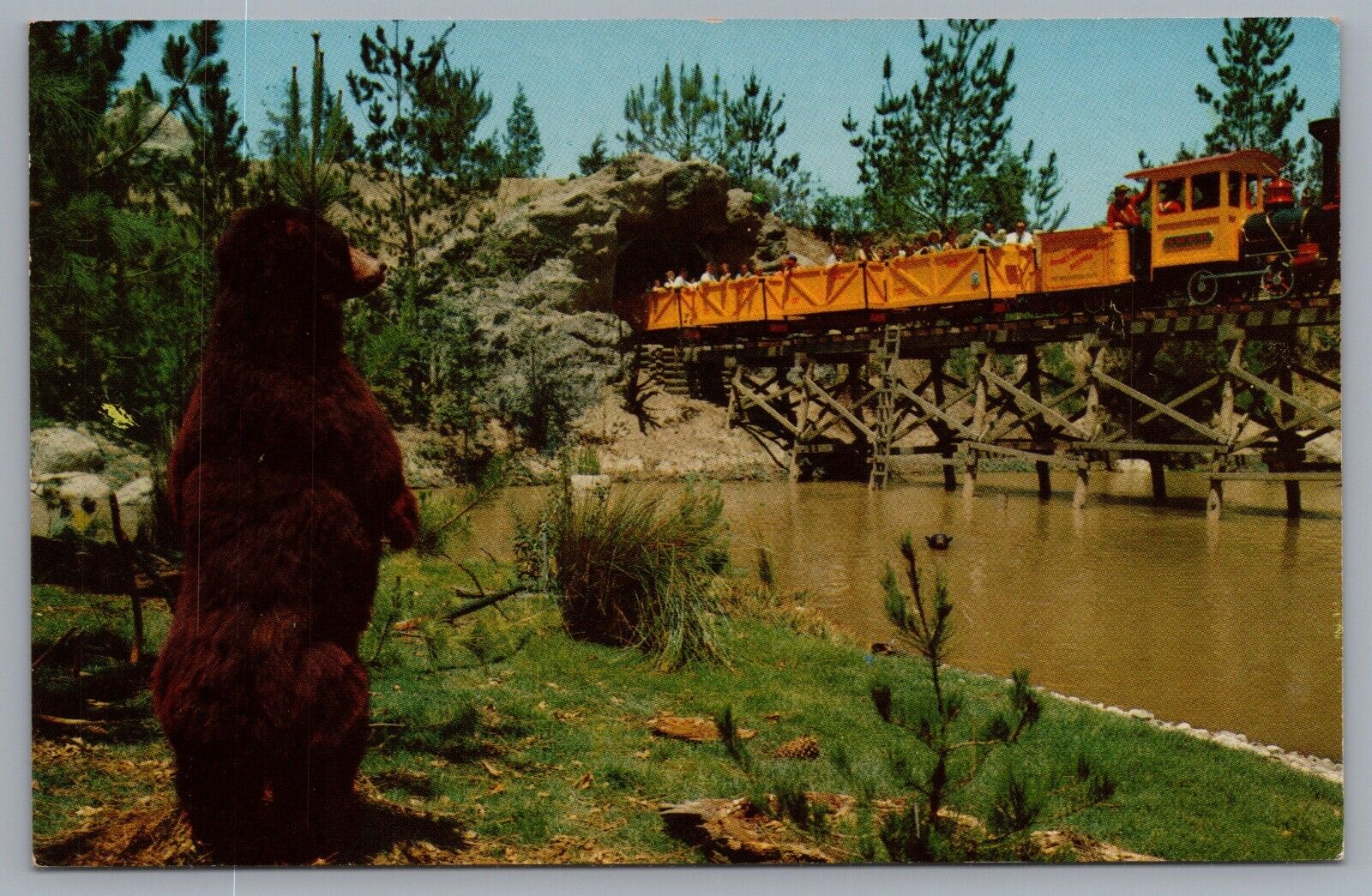 Disneyland Mine Train On Rickety Bridge Bear Nature\'s Wonderland C-18 Postcard