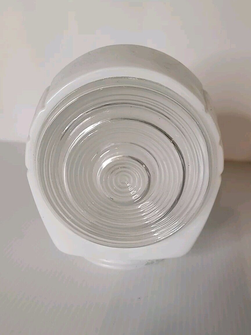 Vtg Art Deco Light Shade Wall Sconce White Clear Glass Globe