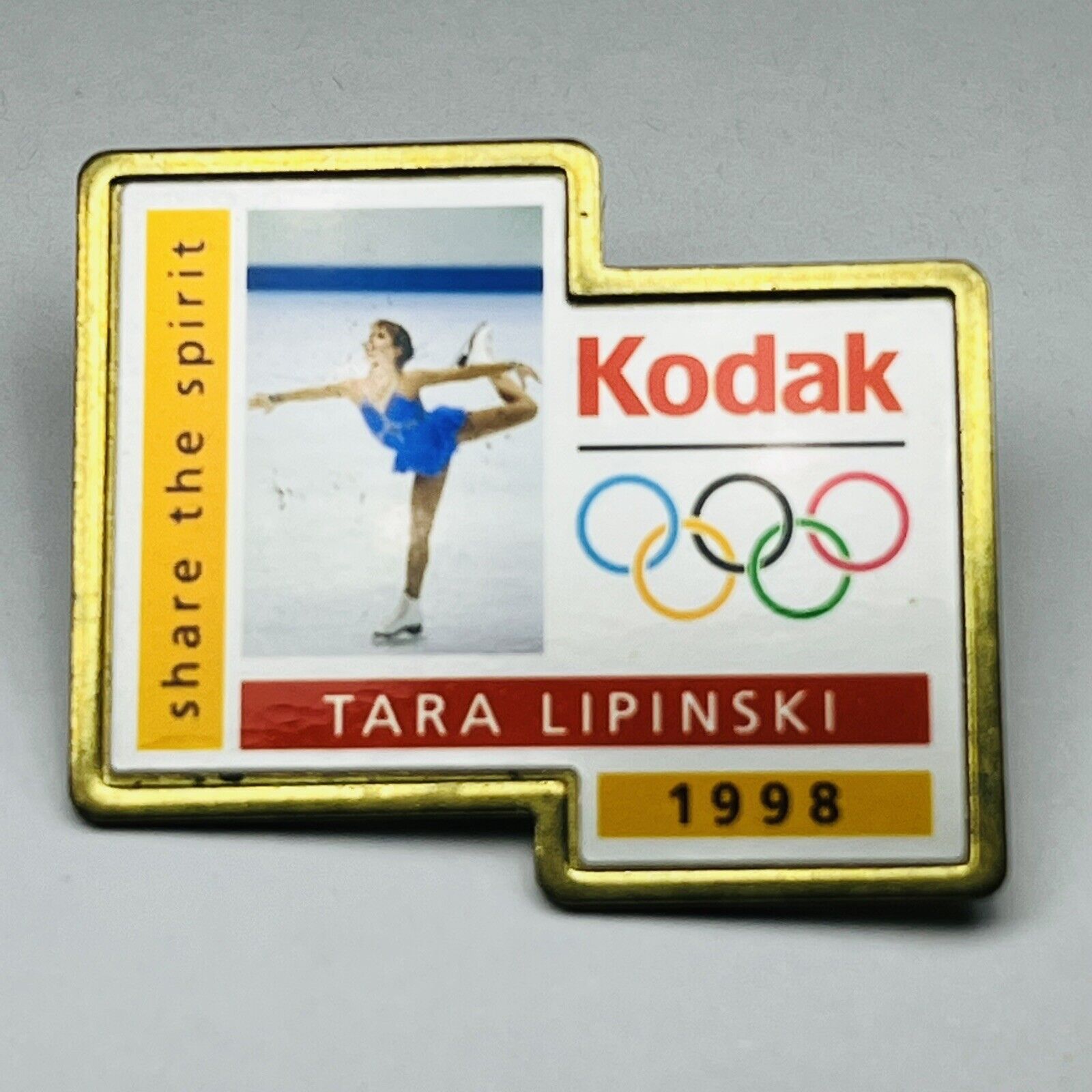 1998 Olympic Pin Kodak Share the Spirit Tara Lipinski Lapel Pin Hat Pin Vintage