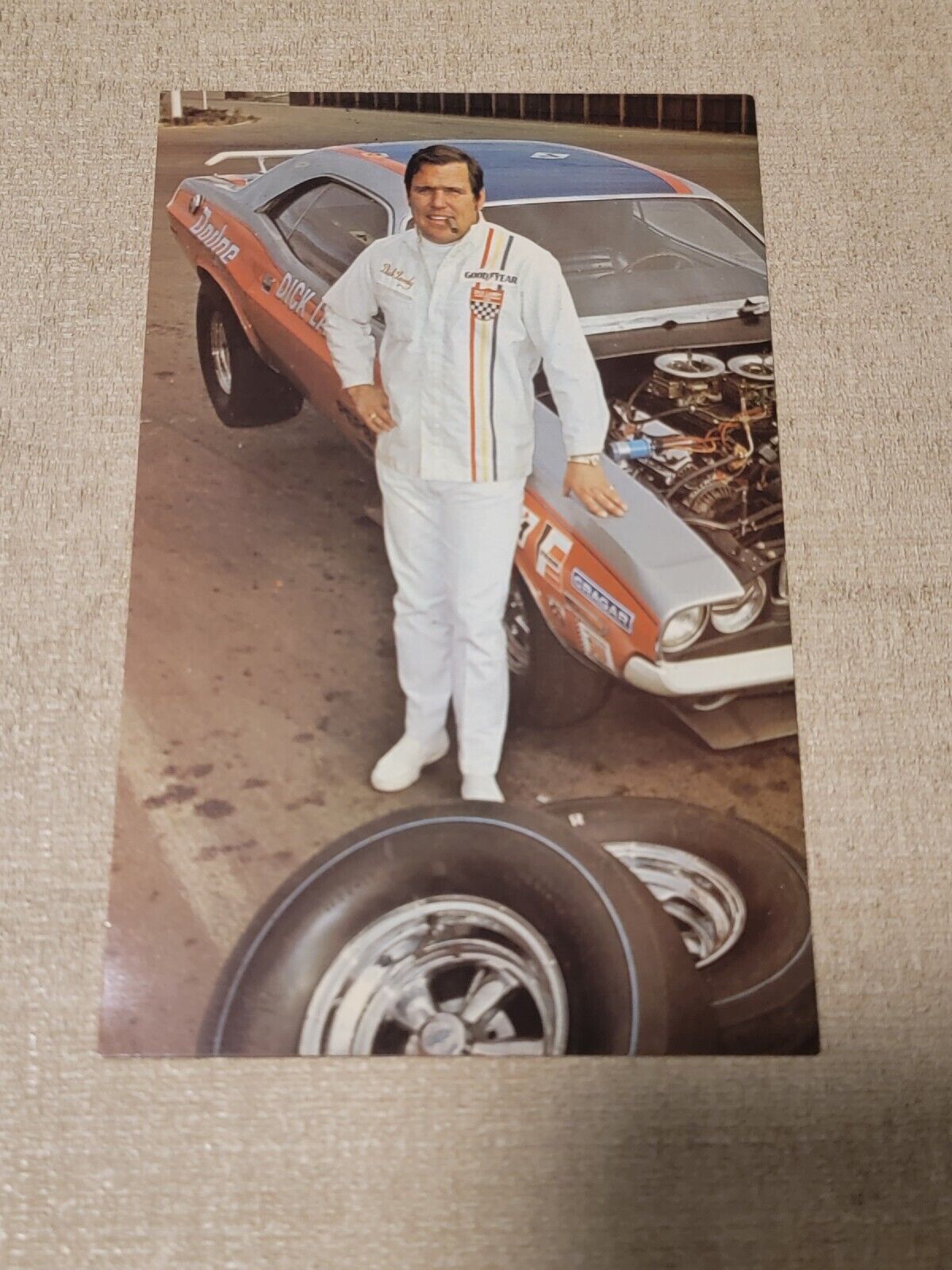 1970\'S DICK LANDY Postcard 1970 DODGE CHALLENGER Drag Racing Vintage 