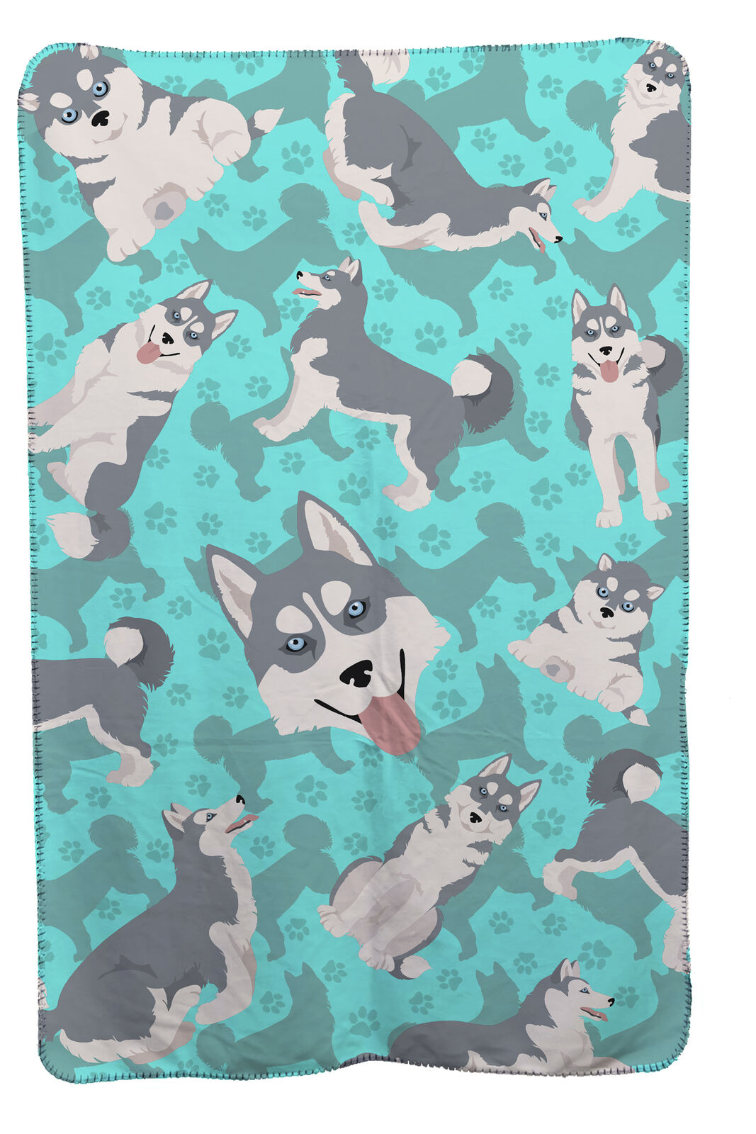 Grey Siberian Husky Soft Travel Blanket with Bag MLM1073TBLT