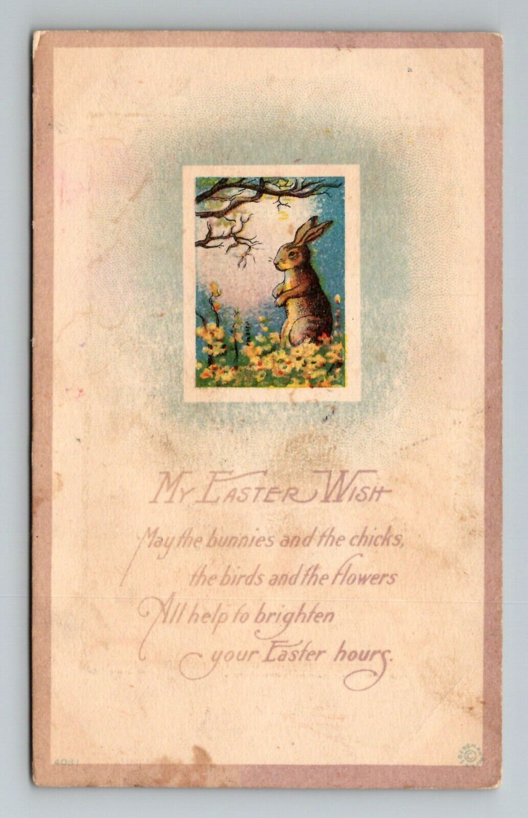 Vintage My Easter Wish written posted postcard 192 Washington 1 cent stamp
