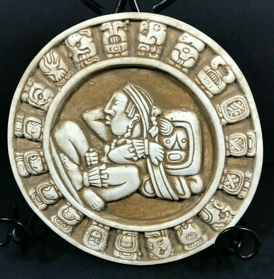 Vintage Renato Dorfman Mayan Zodiac Round 3D Ceramic Decorative Disc
