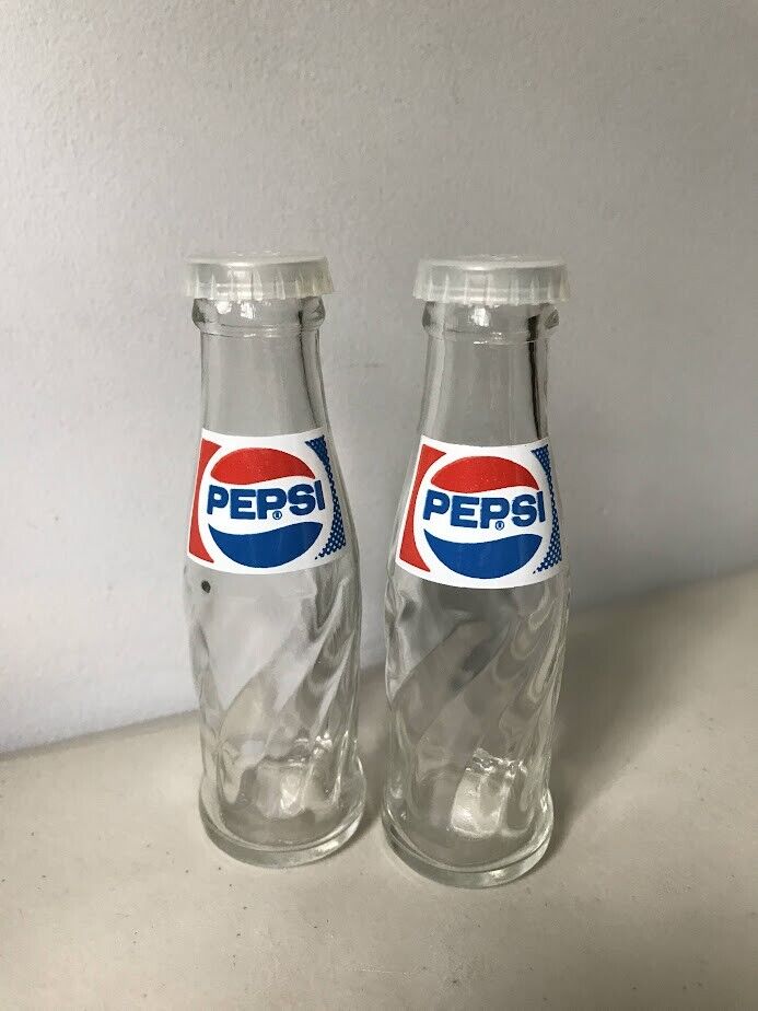 Vintage Pepsi Glass Bottle Salt and Pepper Set New Old Stock