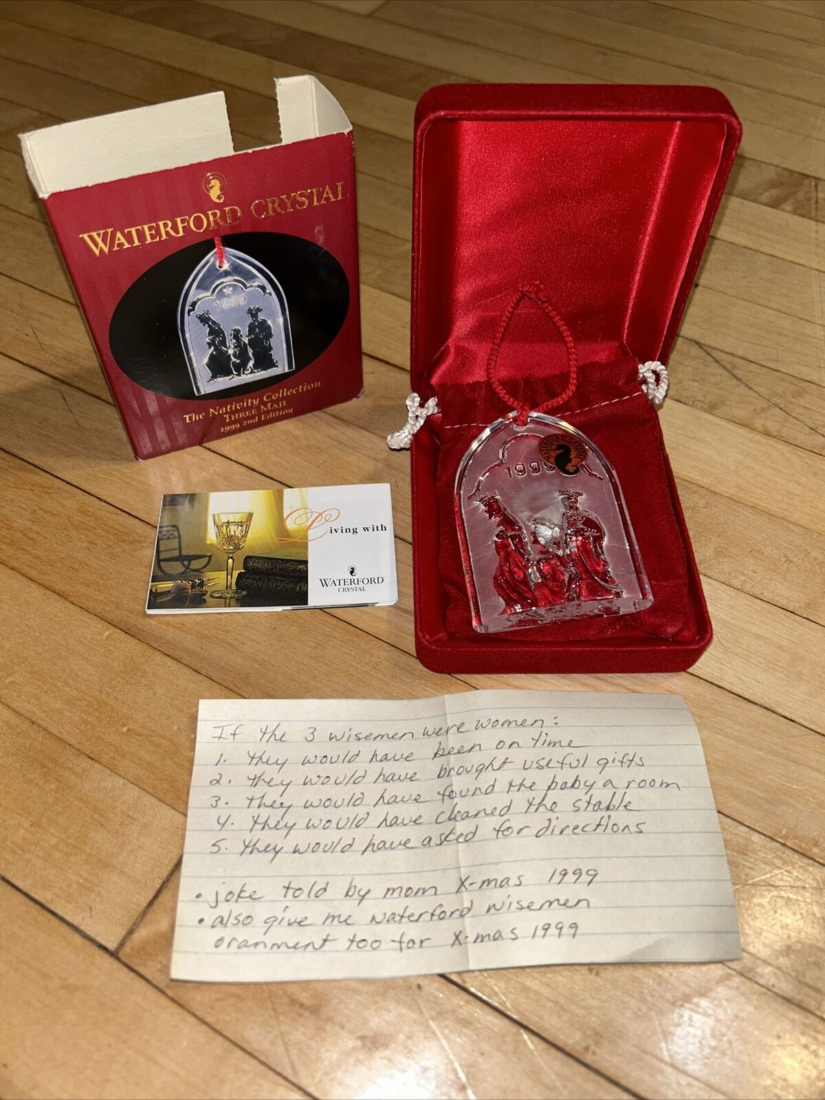 Vintage 1999 Waterford Crystal The Nativity Collection Three Maji Box Case Pouch