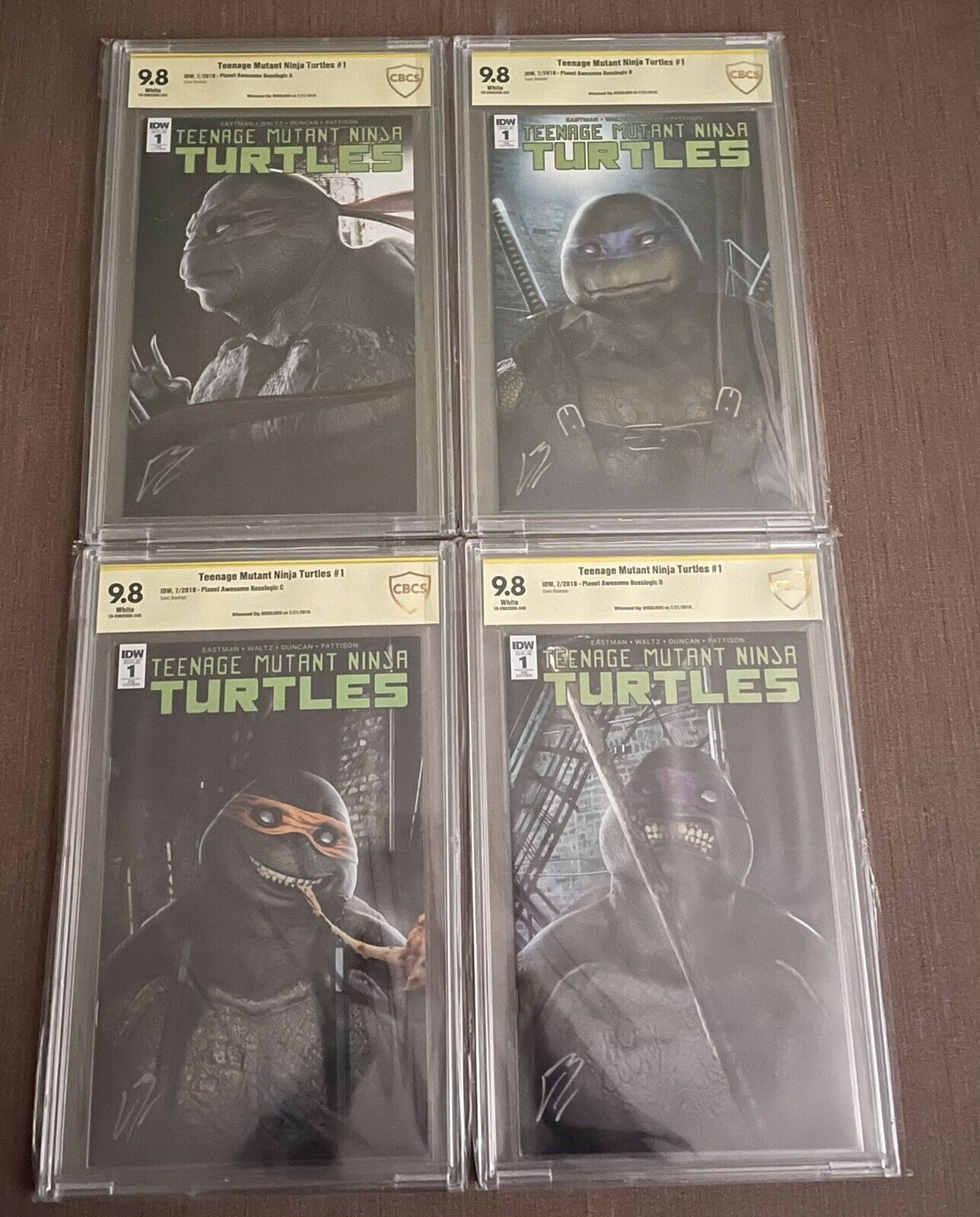 TMNT #1 Full Set 4 Planet Awesome Bosslogic CBCS 9.8 SS By Bosslogic
