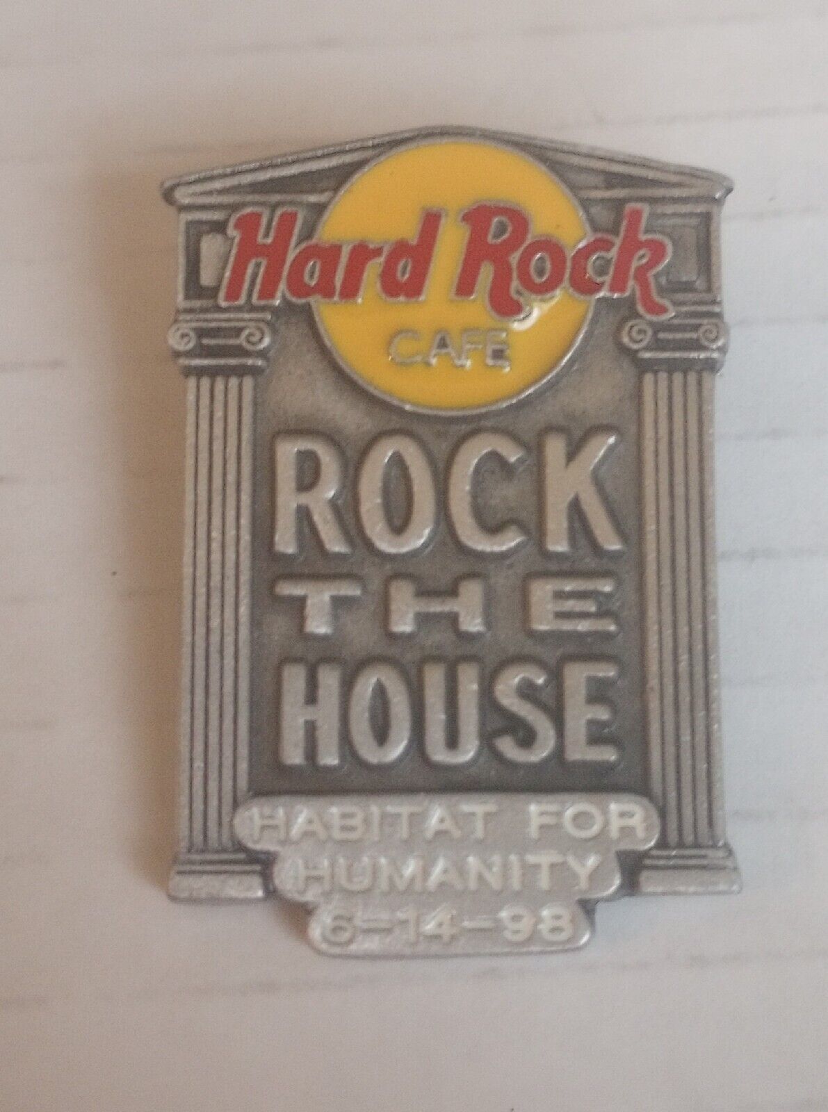 HRC Hard Rock Cafe Habitat for Humanity 1998 Rock the House Vintage Lapel Pin