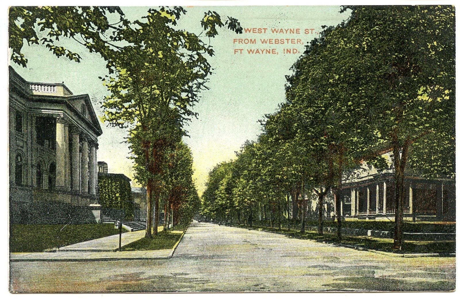 West Wayne Street from Webster Fort Wayne Indiana IN Antique Postcard c1907