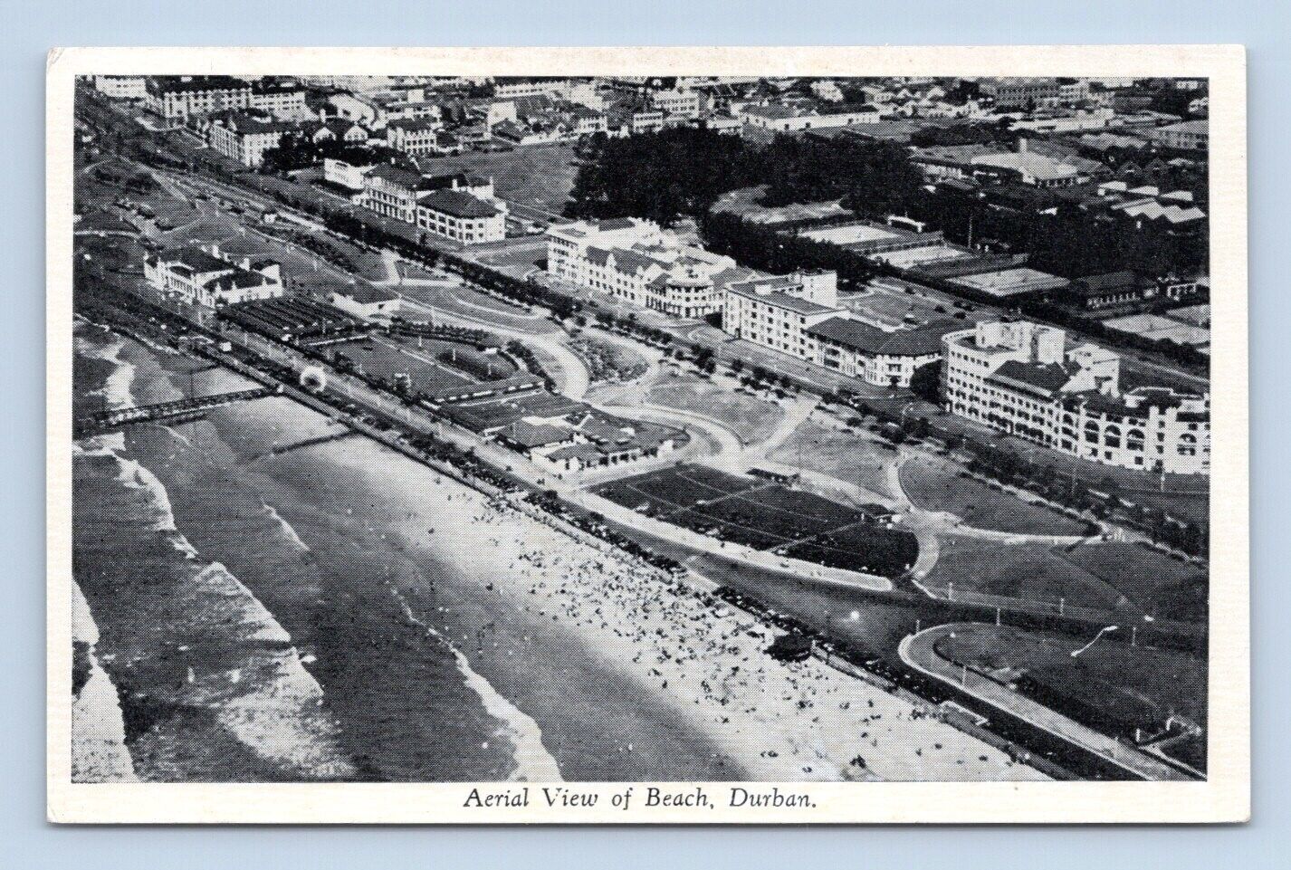 Aerial View of Beach Durban South Africa  UNP Unused WB Postcard B14