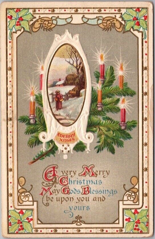 c1910s MERRY CHRISTMAS Embossed Postcard \