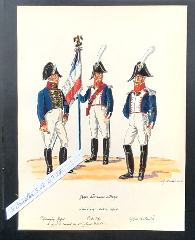 H. Boisselier superb and large original painting Garde Nationale de Paris 1814